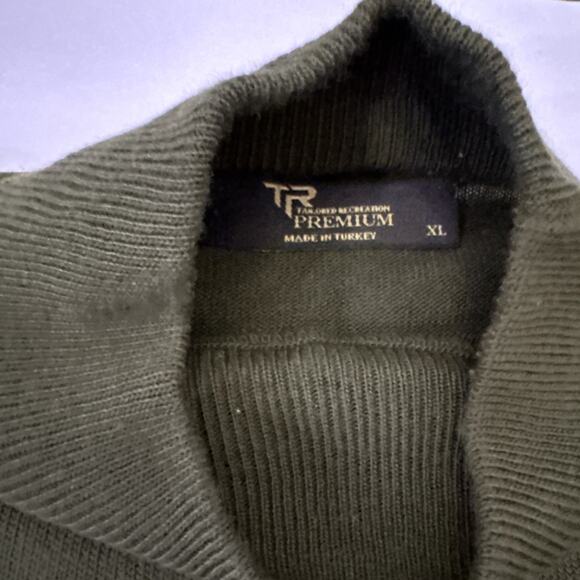 Tailored Recreation Premium Sweater Men XL Green Wool Blend Mock Neck Fitted EUC - Picture 4 of 7